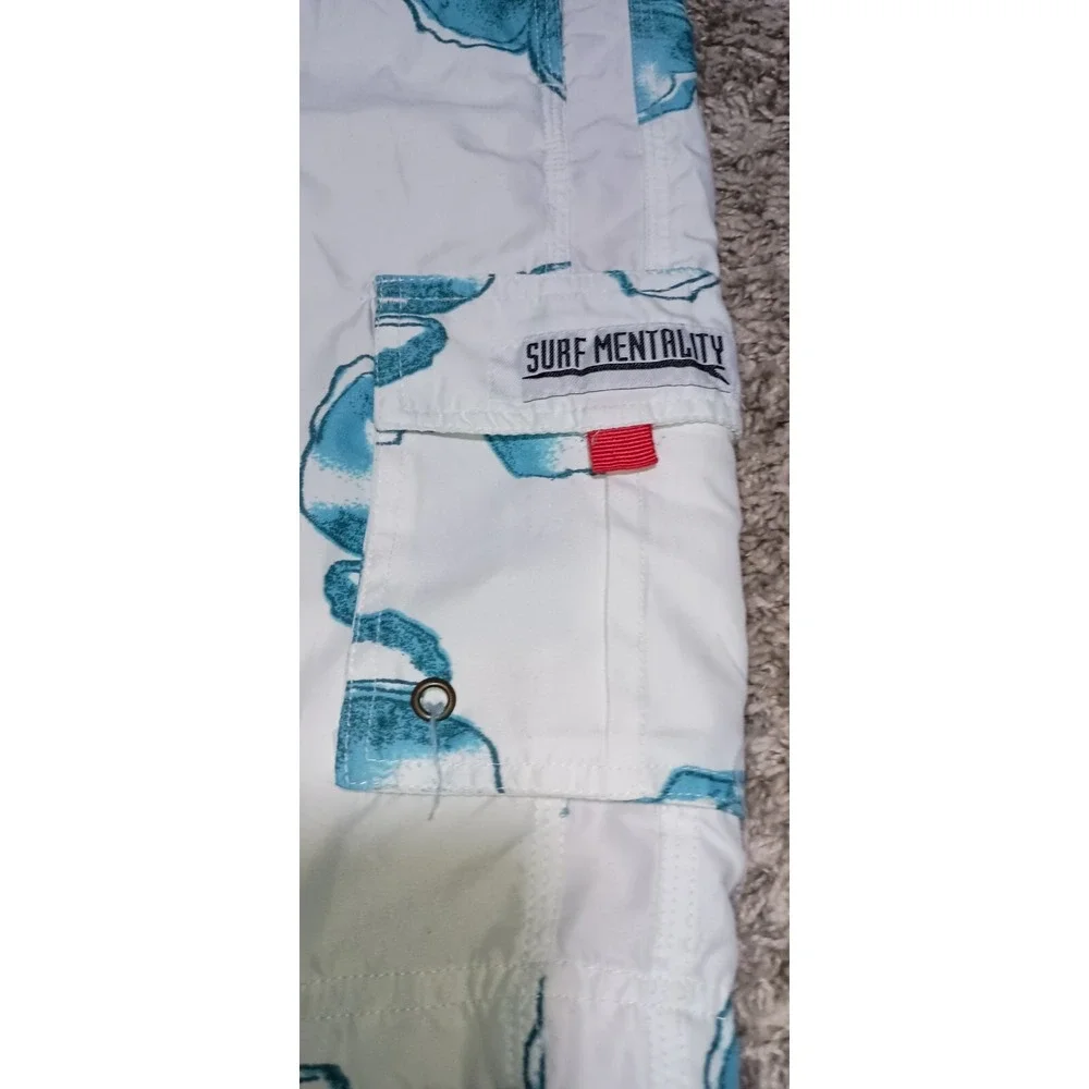 Men's Surf Mentality Board Shorts Size Large Color Blue White Floral...